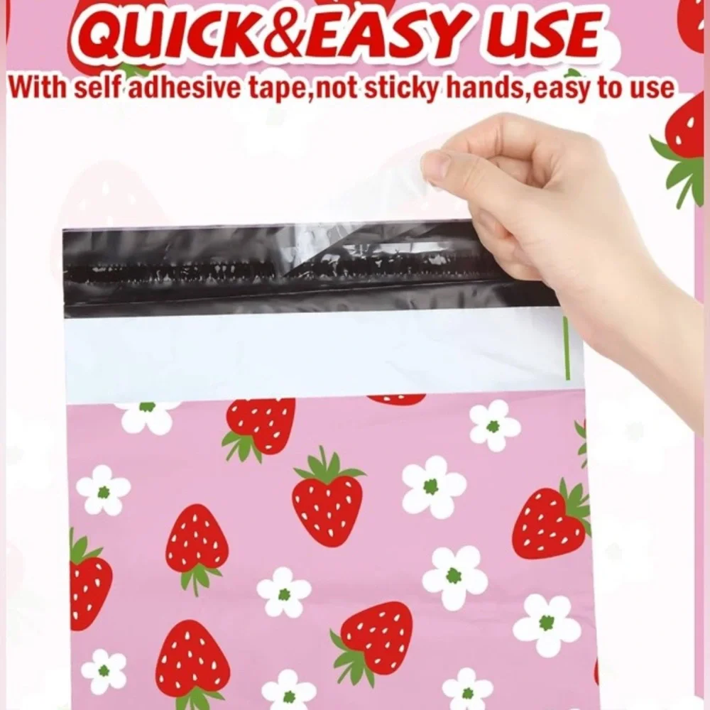 25 Strawberry Print 10x13 Poly Mailers